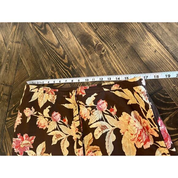 Chaps Floral Linen Cotton Skirt Midi Lined Cottagecore Flowy Peasant Prairie - Picture 4 of 7